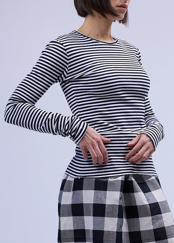 LABORATOIRE / Top Sockette manches longues  - Rayé Noir et Blanc N°4 et N°5