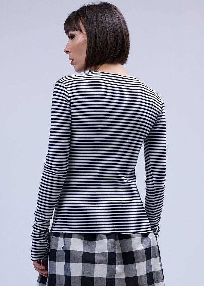 LABORATOIRE / Top Sockette manches longues  - Rayé Noir et Blanc N°4 et N°5