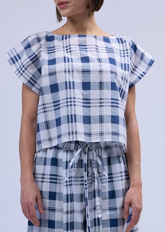 RE/Maison / Top Taie - n°76 carreaux bleu et blanc