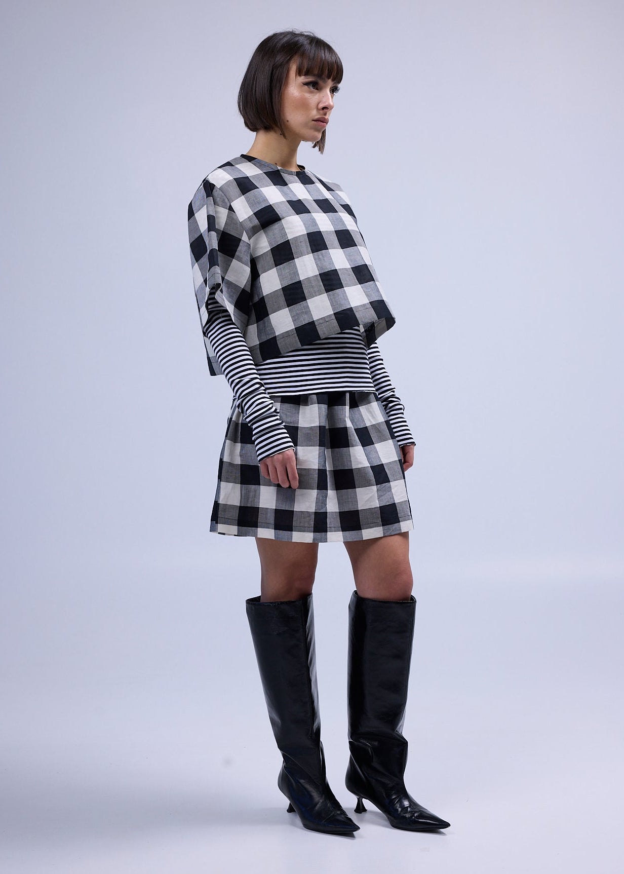 LABORATOIRE / Jupe T - carreaux noir et blanc