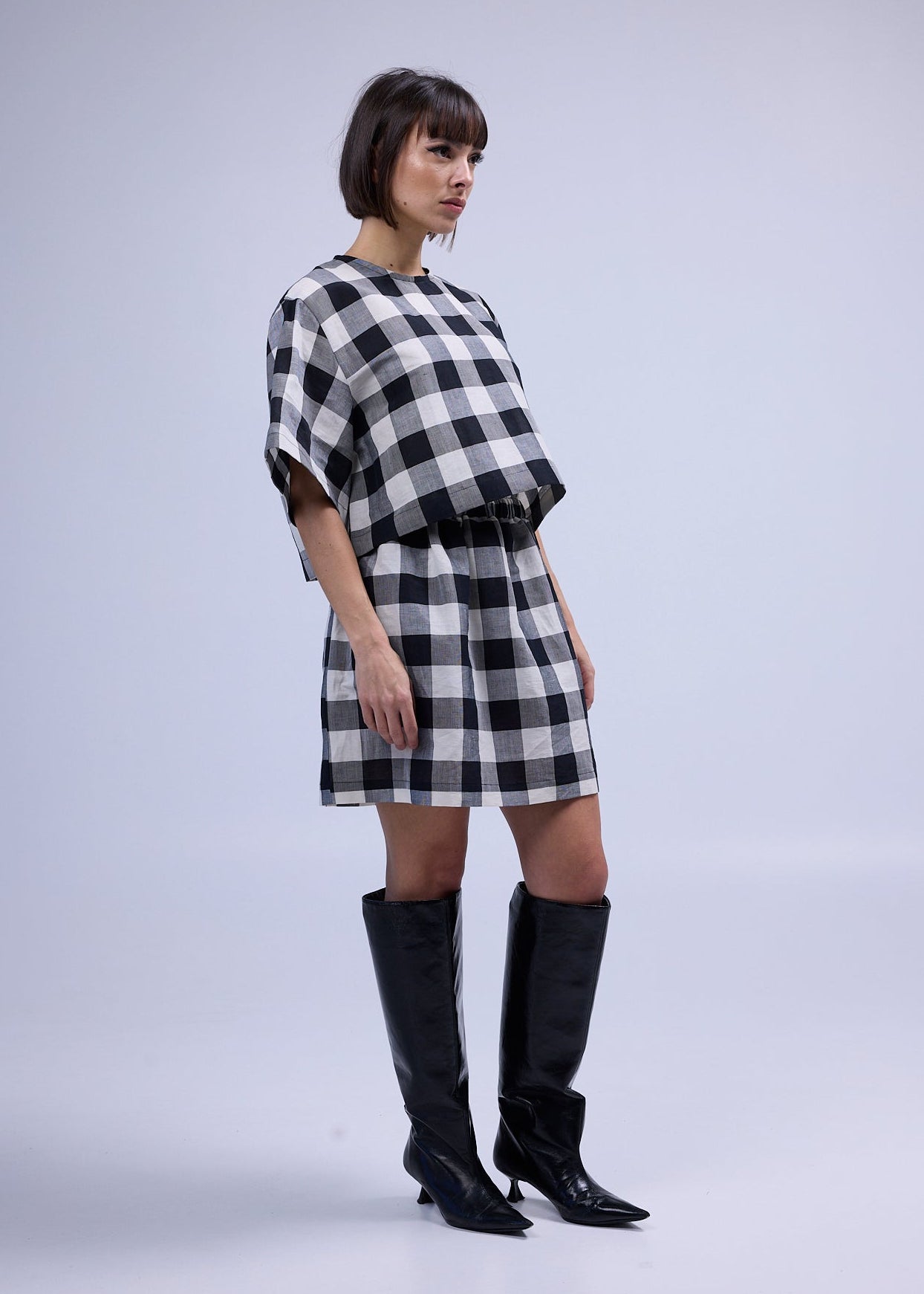 LABORATOIRE / Jupe T - carreaux noir et blanc