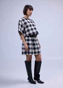 LABORATOIRE / Jupe T - carreaux noir et blanc