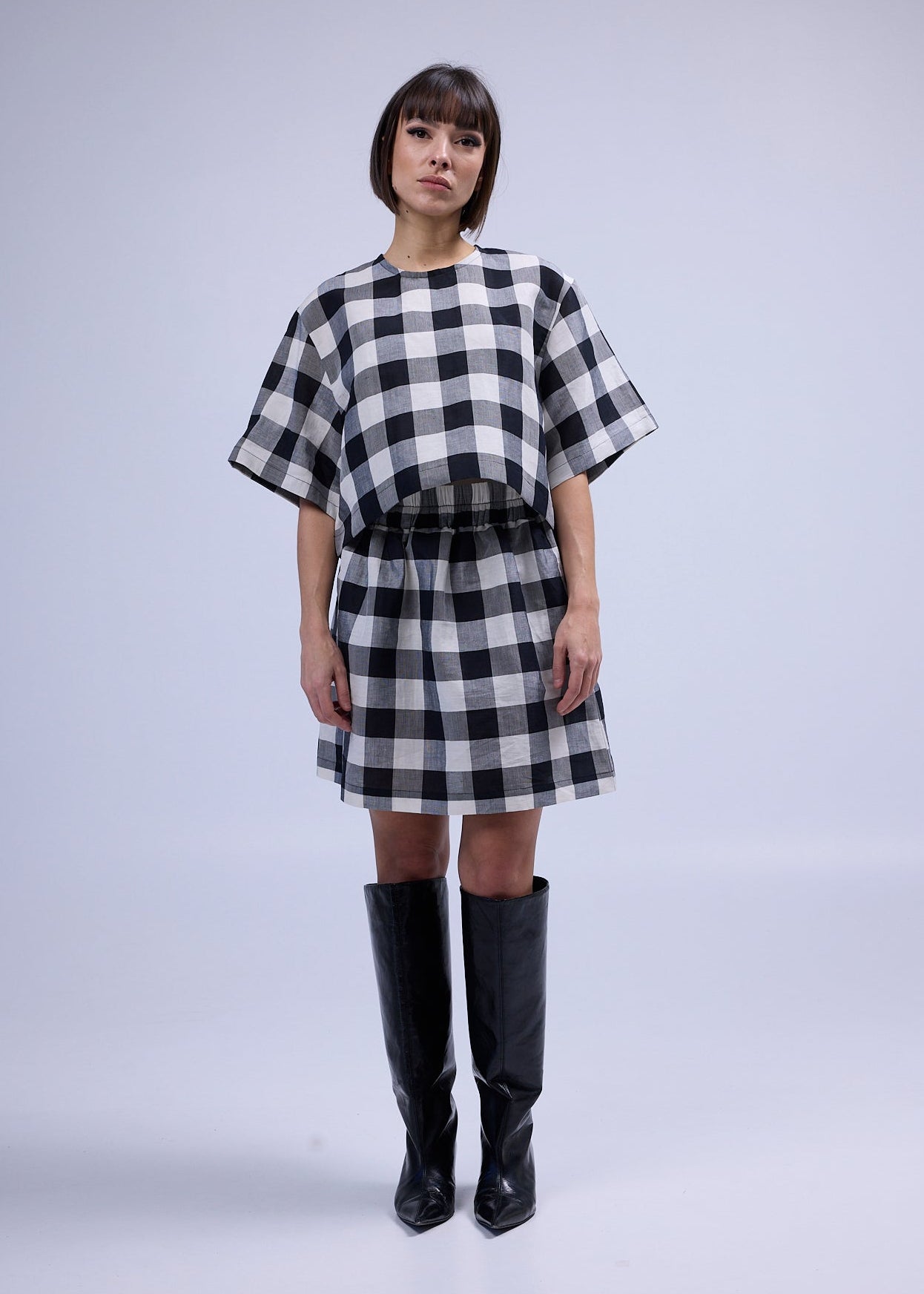 LABORATOIRE / Jupe T - carreaux noir et blanc