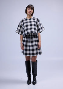 LABORATOIRE / Jupe T - carreaux noir et blanc