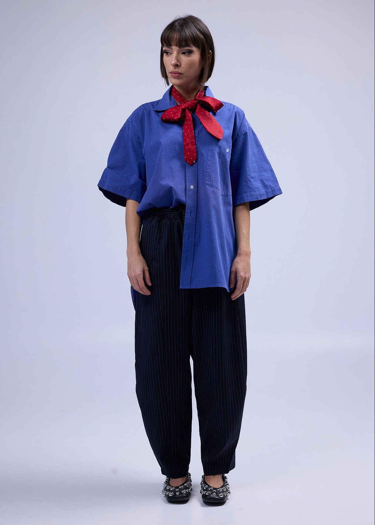 RE/Papa's shirt / Chemise manches courtes avec découpes - Bleu Azuro n°1