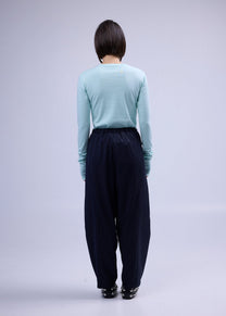 RE/LABO / B Trousers N° 2 and N° 3 in navy with thin stripes