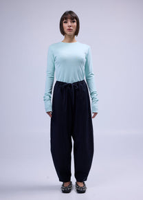 RE/LABO / B Trousers N° 2 and N° 3 in navy with thin stripes