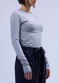 LABORATOIRE / Top Sockette manches longues  - Fines rayures noir blanc N°6