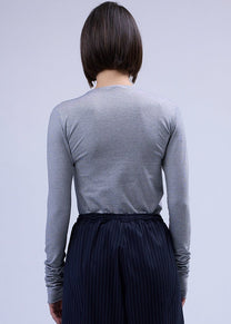 LABORATOIRE / Top Sockette manches longues  - Fines rayures noir blanc N°6