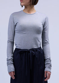 LABORATOIRE / Top Sockette manches longues  - Fines rayures noir blanc N°6