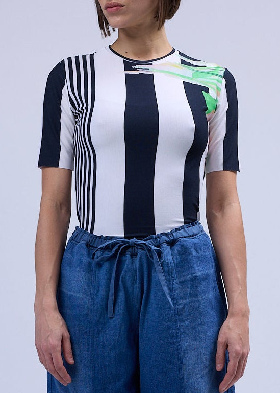 LABORATOIRE /Top Sockette 1/2- rayé fleuri n°2