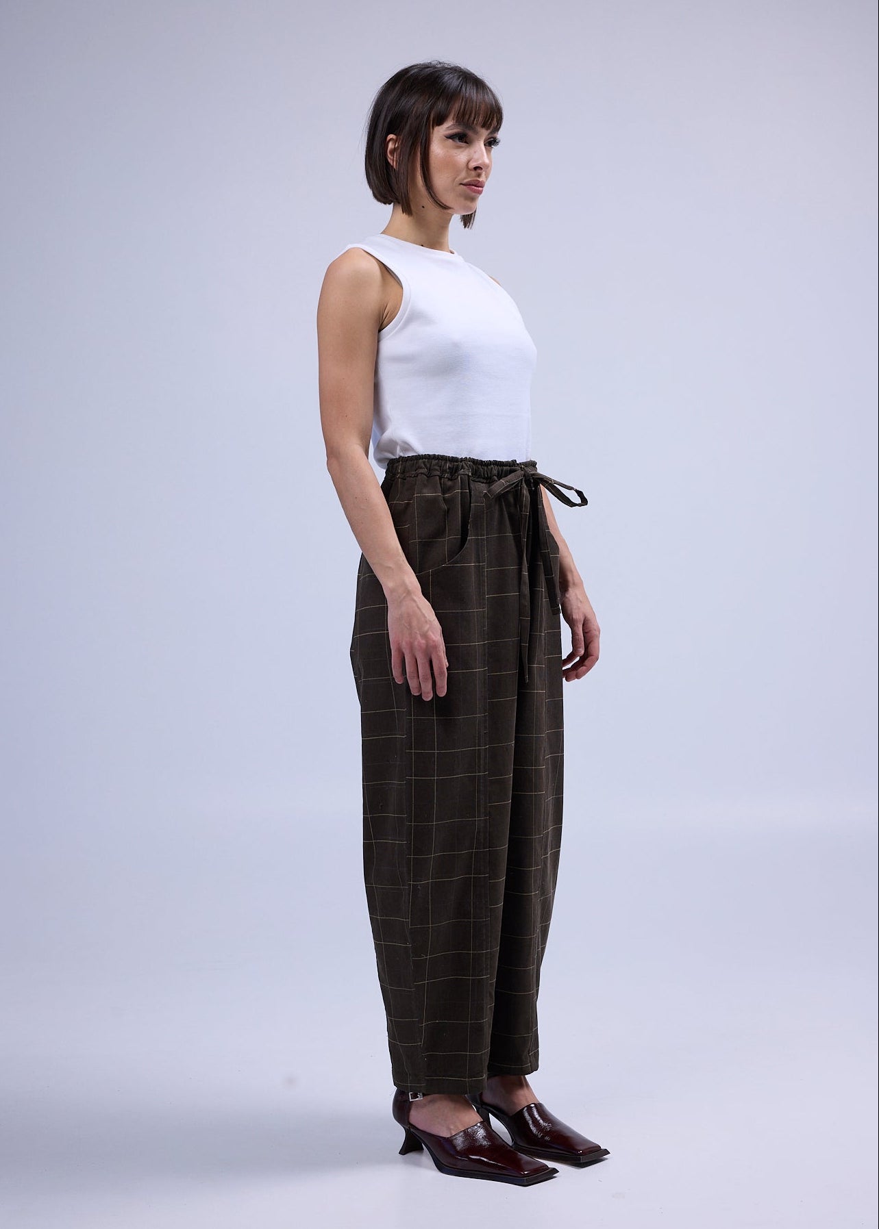 RE/LABO / Pantalon B n° 6 brun à carreaux