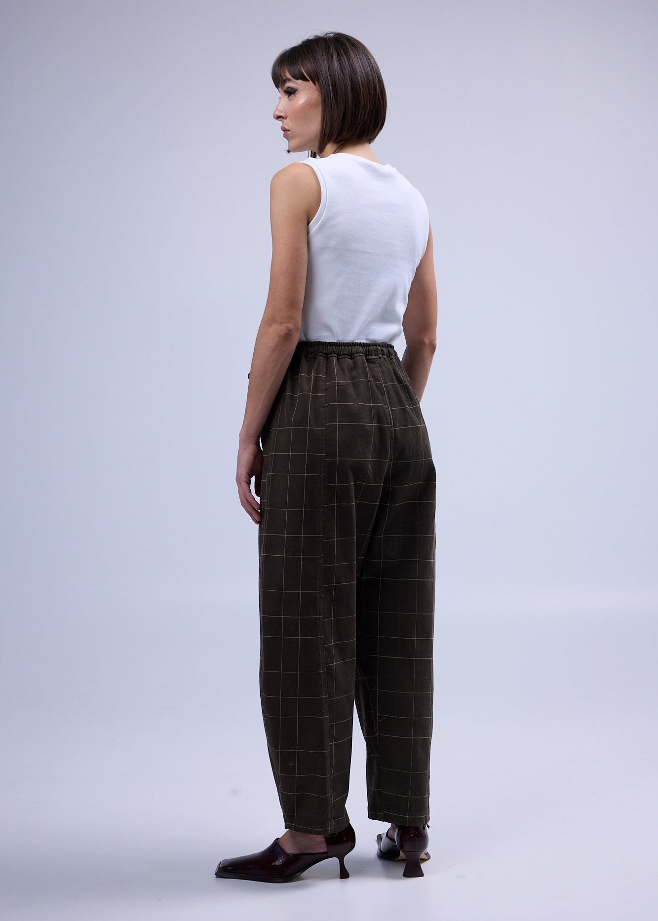 RE/LABO / Pantalon B n° 6 brun à carreaux