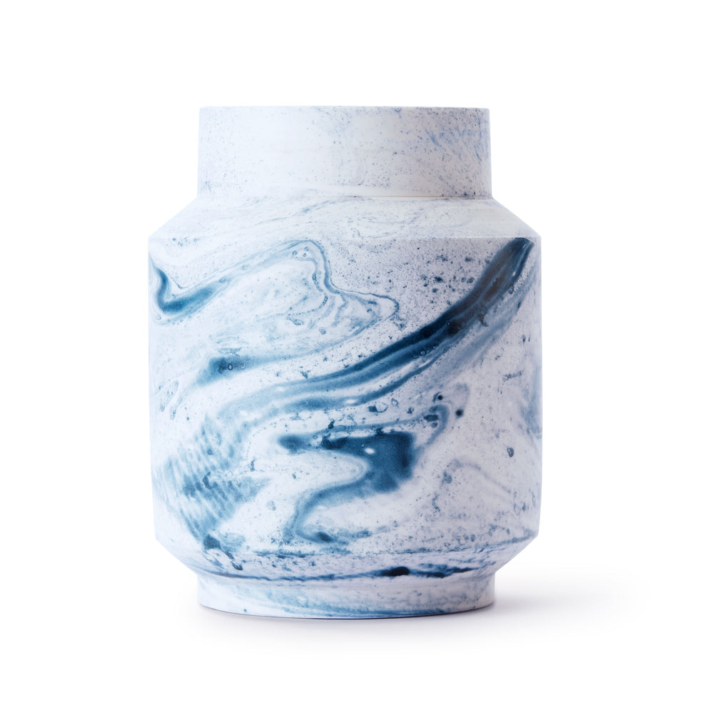 Laurin Schaub / Vase en porcelaine - marbré bleu