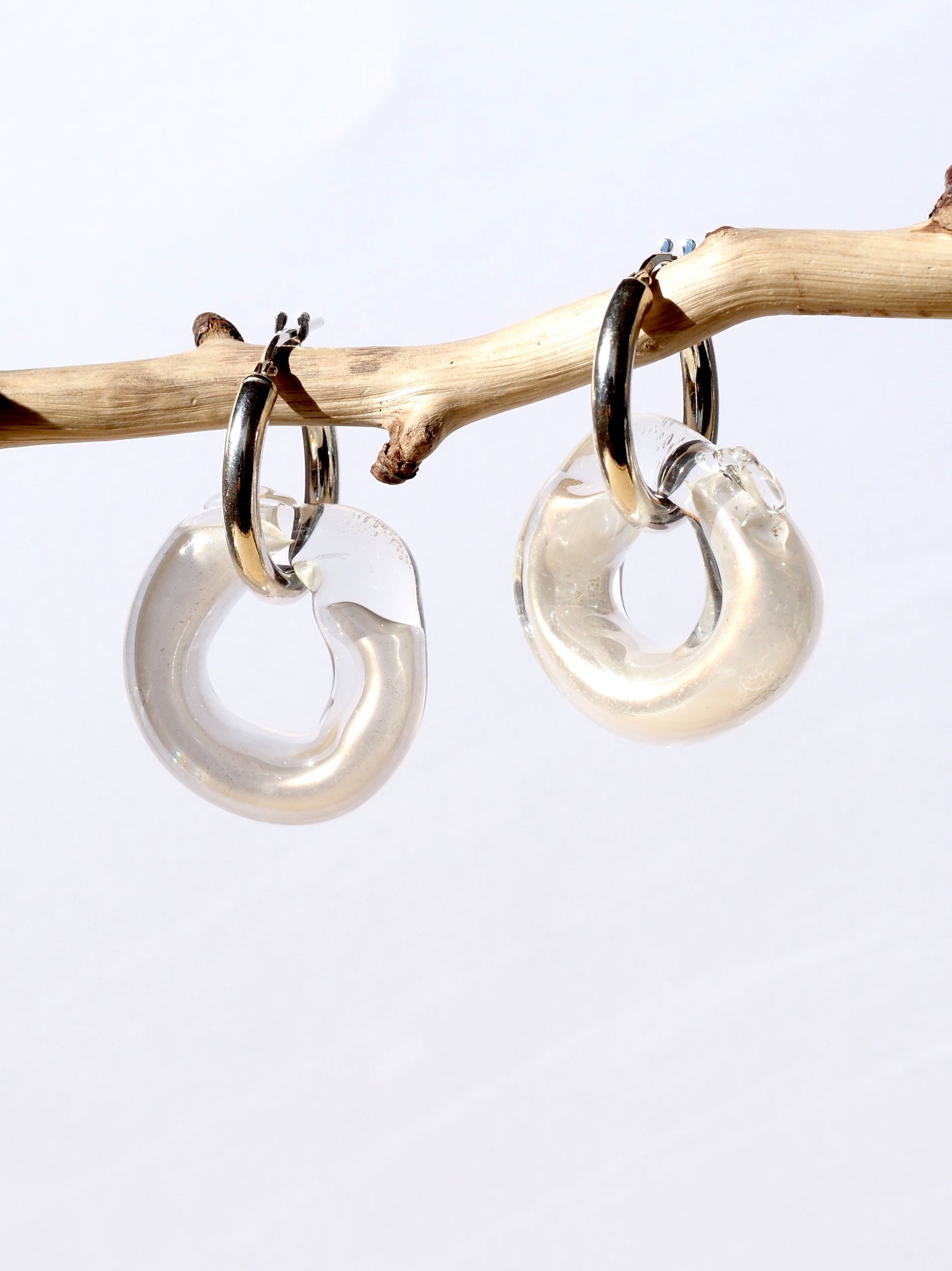NEUS / BO verre bubble chunky argent - nacré