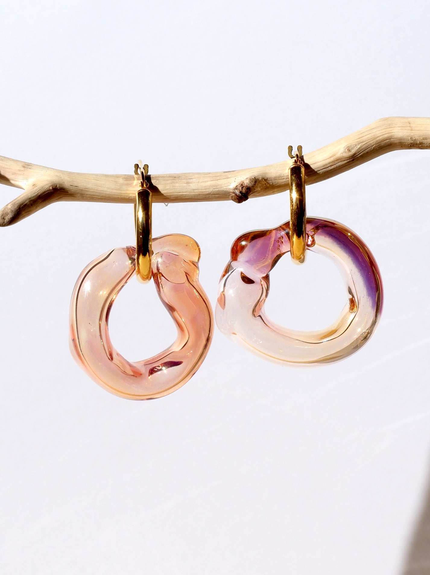 NEUS / BO verre bubble chunky argent plaqué or - rose doré