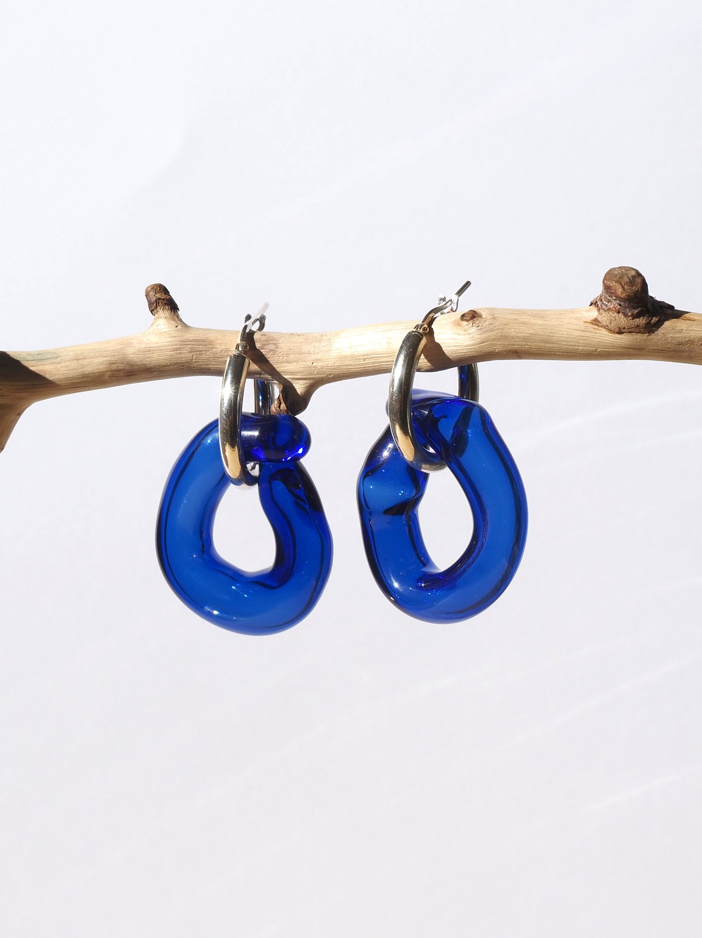 NEUS / BO verre bubble chunky argent - bleu foncé