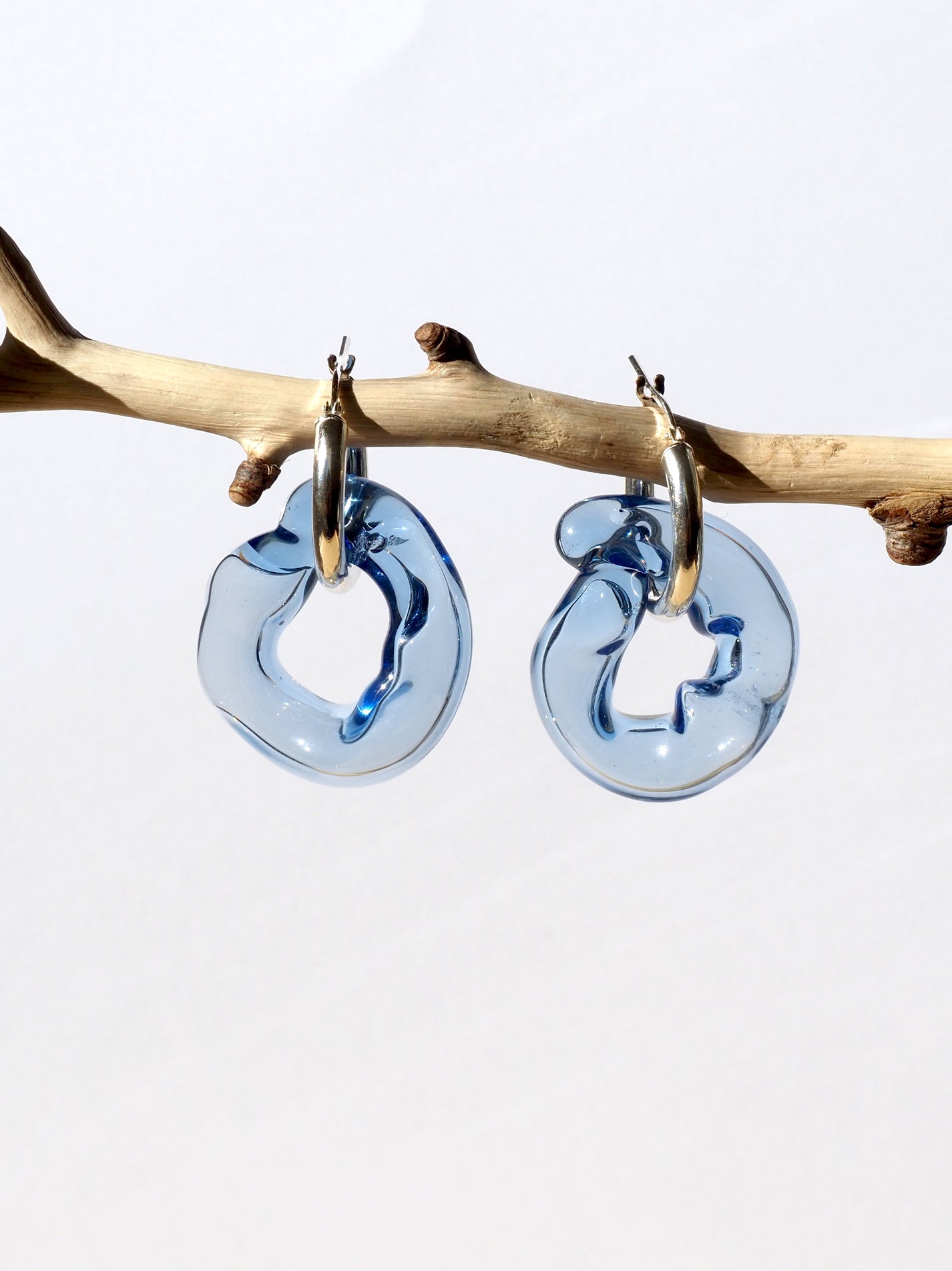 NEUS / BO verre bubble chunky argent - bleu clair