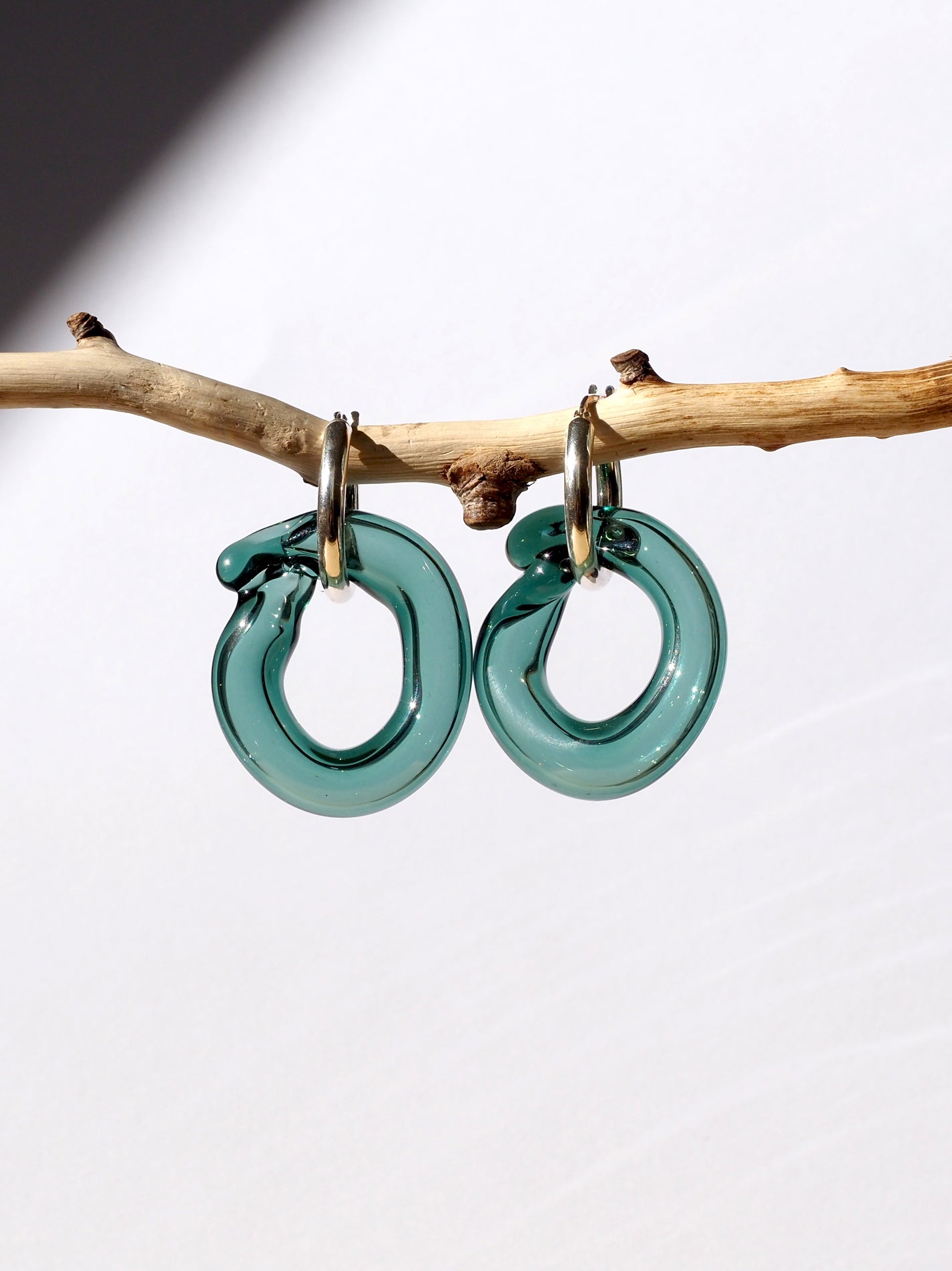 NEUS / BO verre bubble chunky argent - vert pétrole