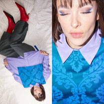RE/Cover / Gilet à nœuds - violet à motifs baroque
