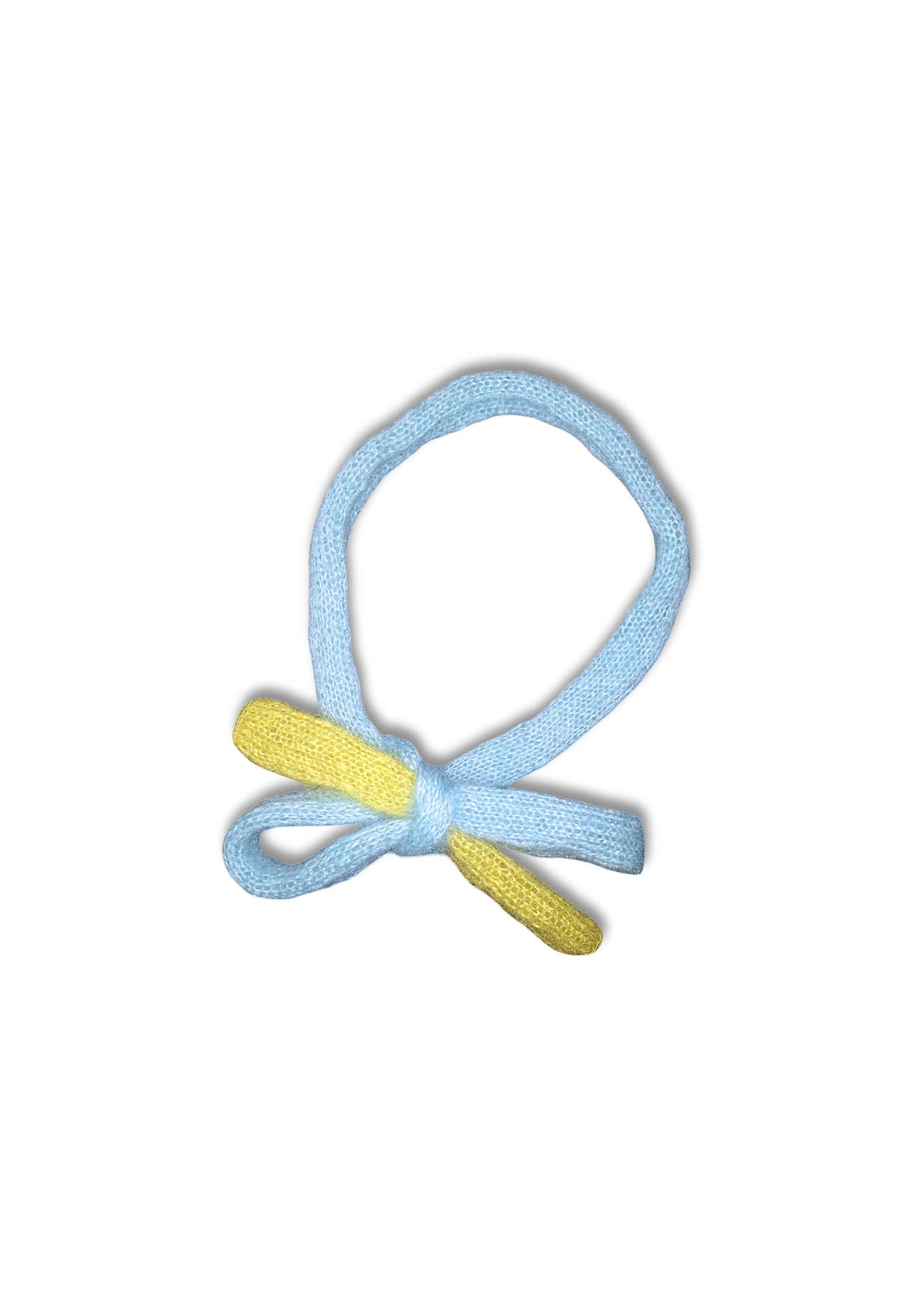 Tricot de Jacqueline / écharpe bleu clair et jaune