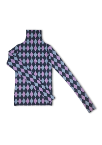 LABORATOIRE / Pull chaussette - Losange rose et gris foncé