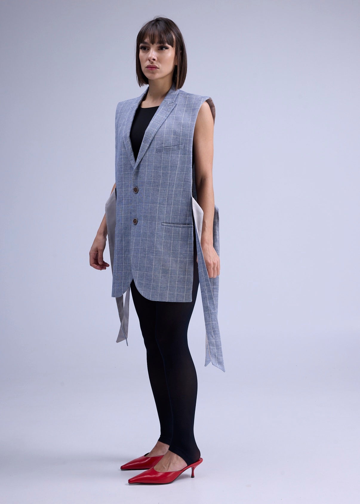 RE/Papa's Blazer à noeuds - n°75 tartan bleu/beige