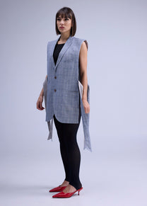 RE/Papa's Blazer à noeuds - n°75 tartan bleu/beige