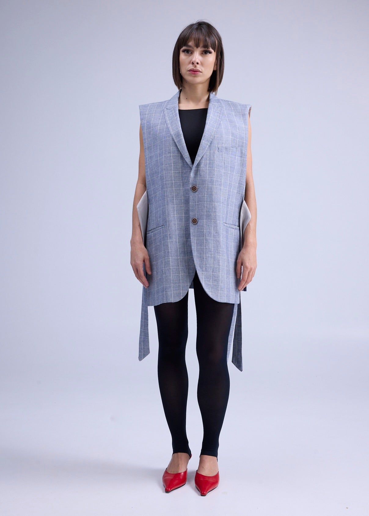 RE/Papa's Blazer à noeuds - n°75 tartan bleu/beige