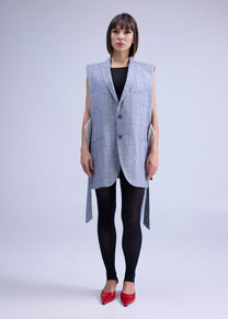 RE/Papa's Blazer à noeuds - n°75 tartan bleu/beige