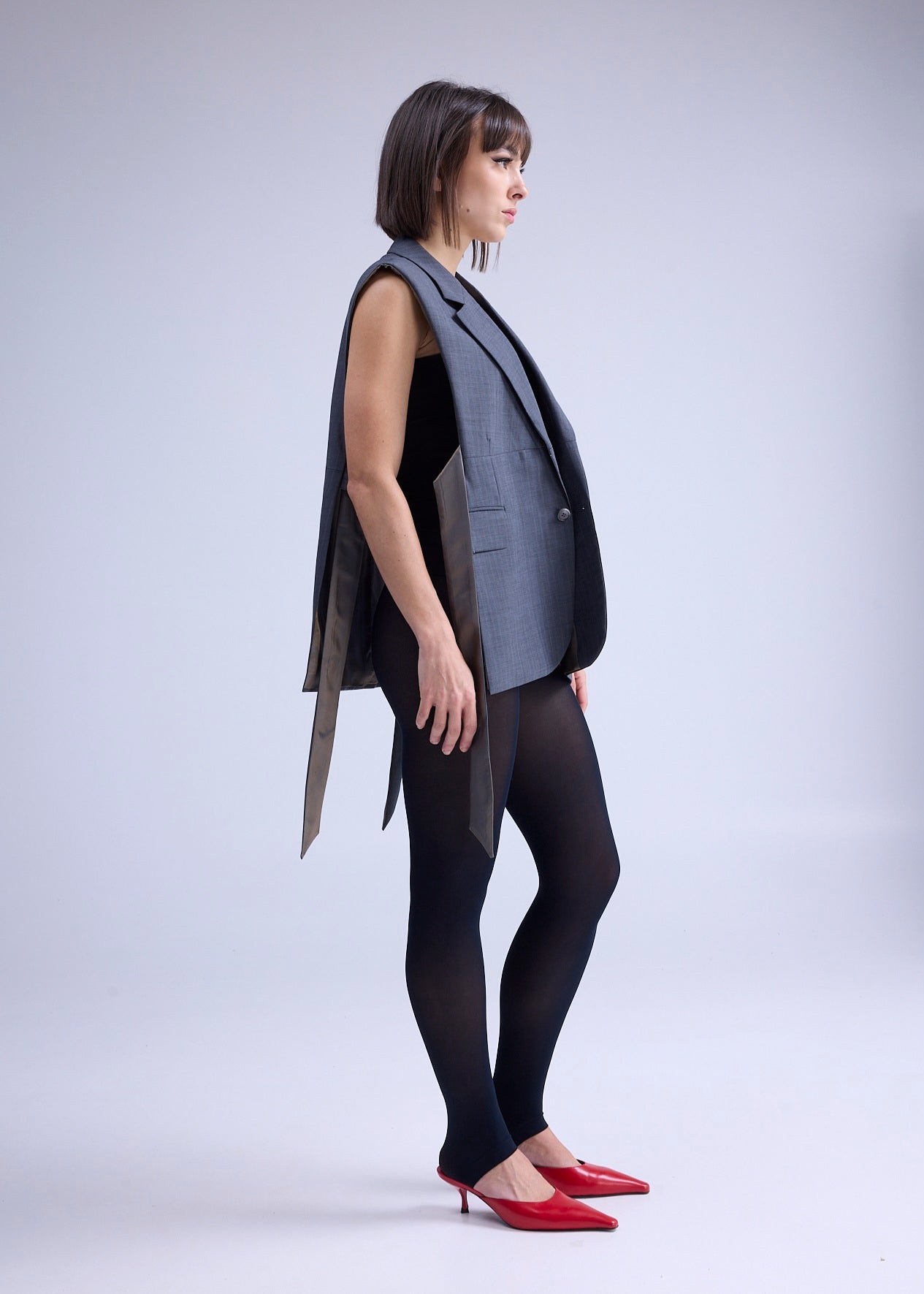 RE/Papa's Blazer à noeuds - n°74 ligné gris/brun