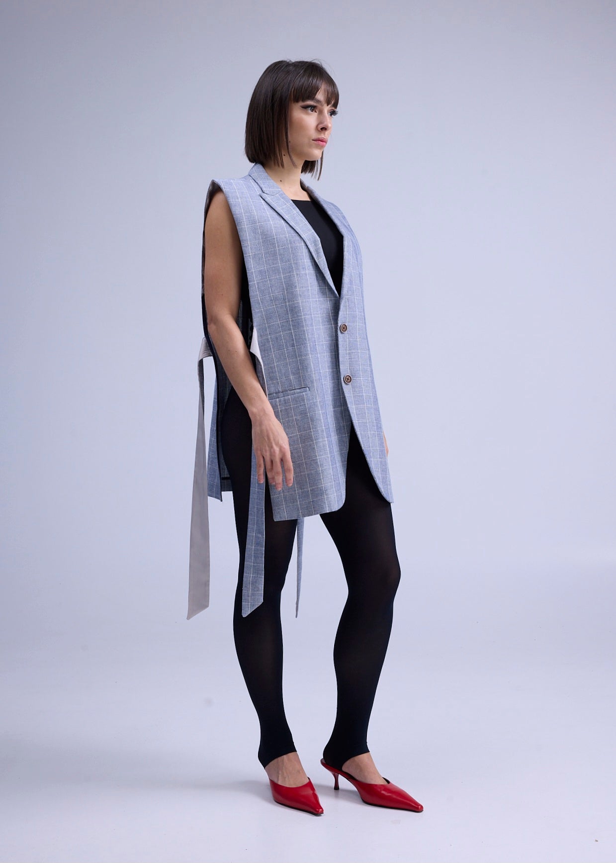 RE/Papa's Blazer à noeuds - n°75 tartan bleu/beige