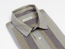 CARPASUS / Chemise Letten manches courtes, rayé olive