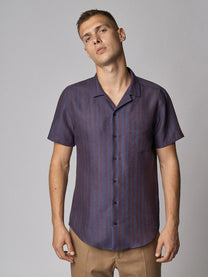 CARPASUS / Chemise Maloja, marine rayé bordeau