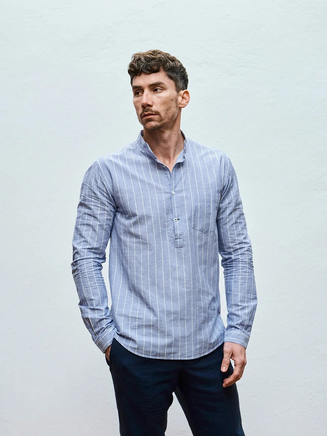 CARPASUS / Chemise Marzili, rayures larges bleues