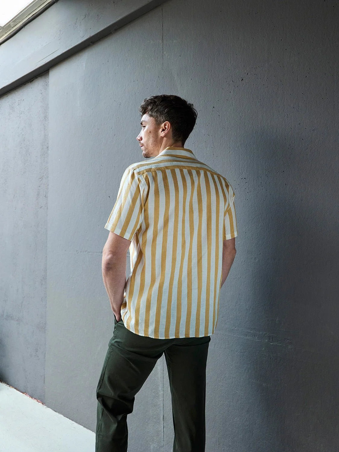 CARPASUS / Chemise Orto manches courtes, rayé Ochre