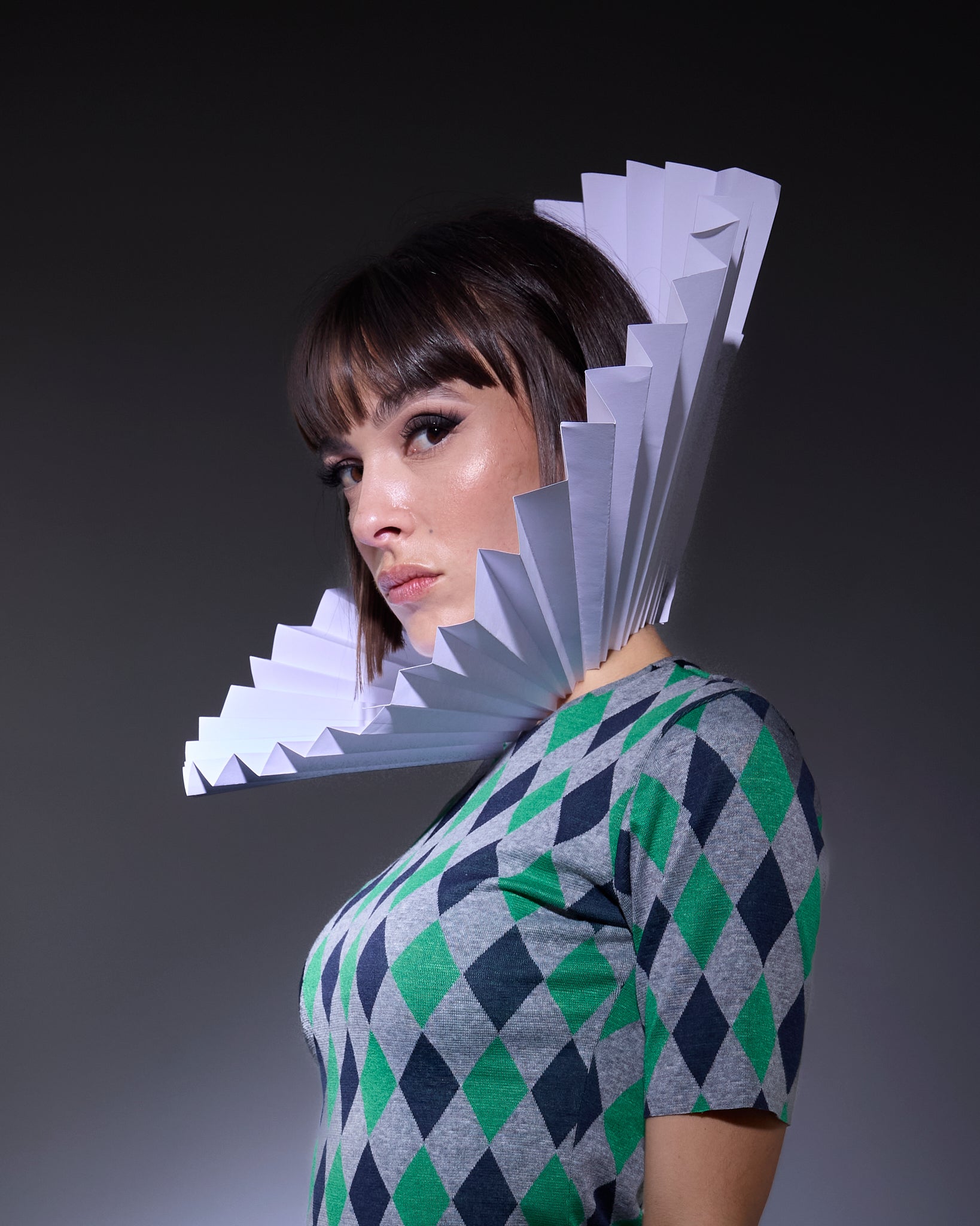 LABORATOIRE / Top sockette 1/2- Losange vert et marine n°3