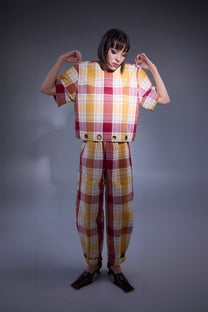 RE/Maison / Pantalon B - n°73 carreaux jaune rouge