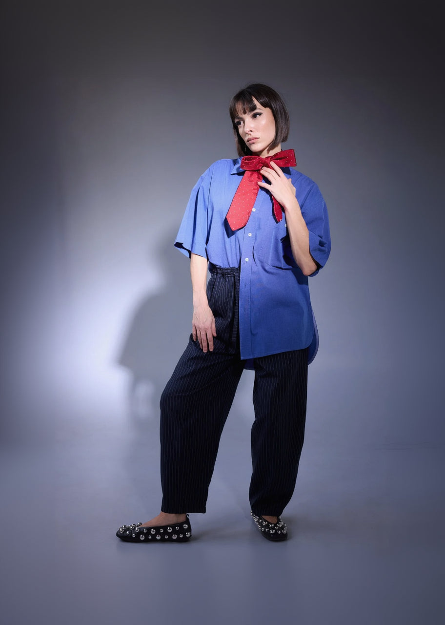 RE/Papa's shirt / Chemise manches courtes avec découpes - Bleu Azuro n°1