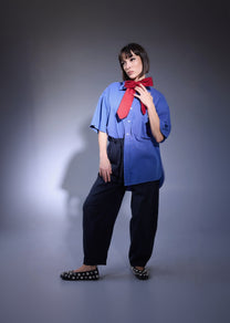 RE/Papa's shirt / Chemise manches courtes avec découpes - Bleu Azuro n°1