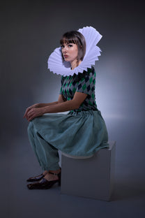 LABORATOIRE / Top sockette 1/2- Losange vert et marine n°3