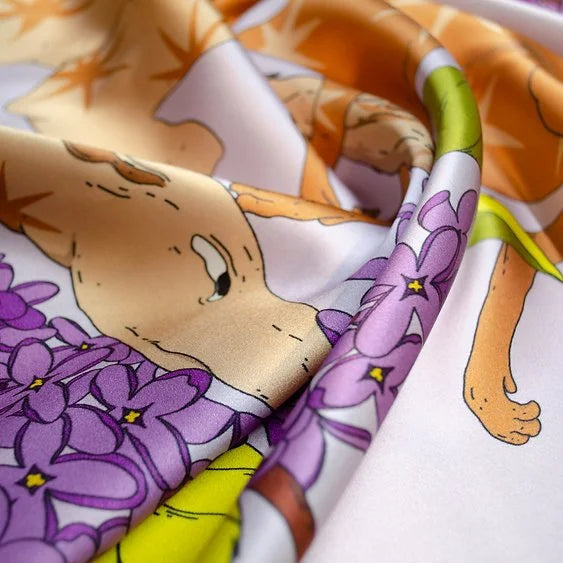 Silk Scarf - Lilac Dogs