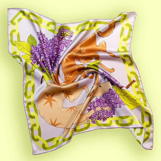 Silk Scarf - Lilac Dogs