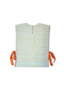 RE/Cover / Gilet à nœuds n°10 -vert menthe et motifs losanges camel