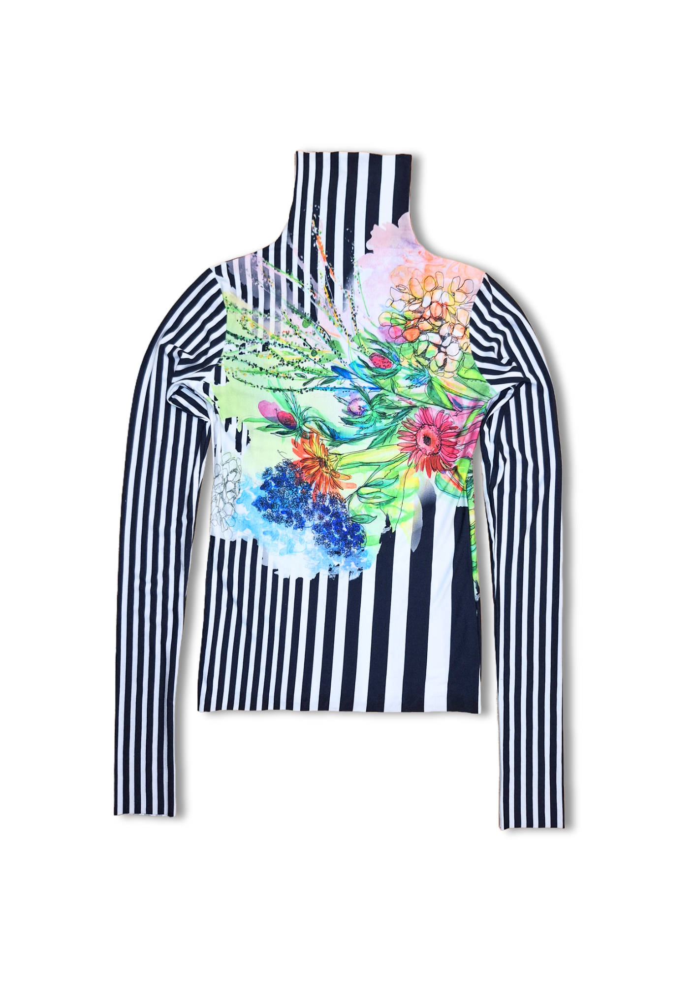 LABORATOIRE / Pull chaussette - rayé fleuris