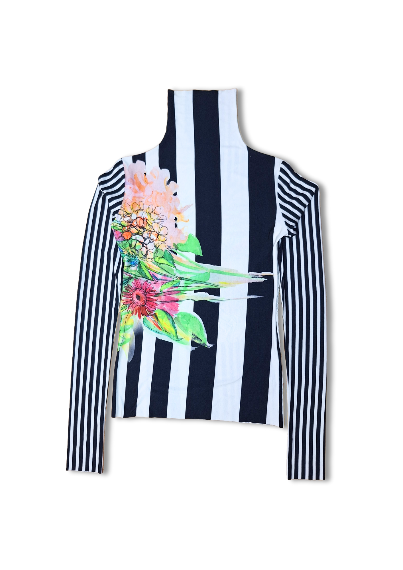 LABORATOIRE / Pull chaussette - rayé fleuris