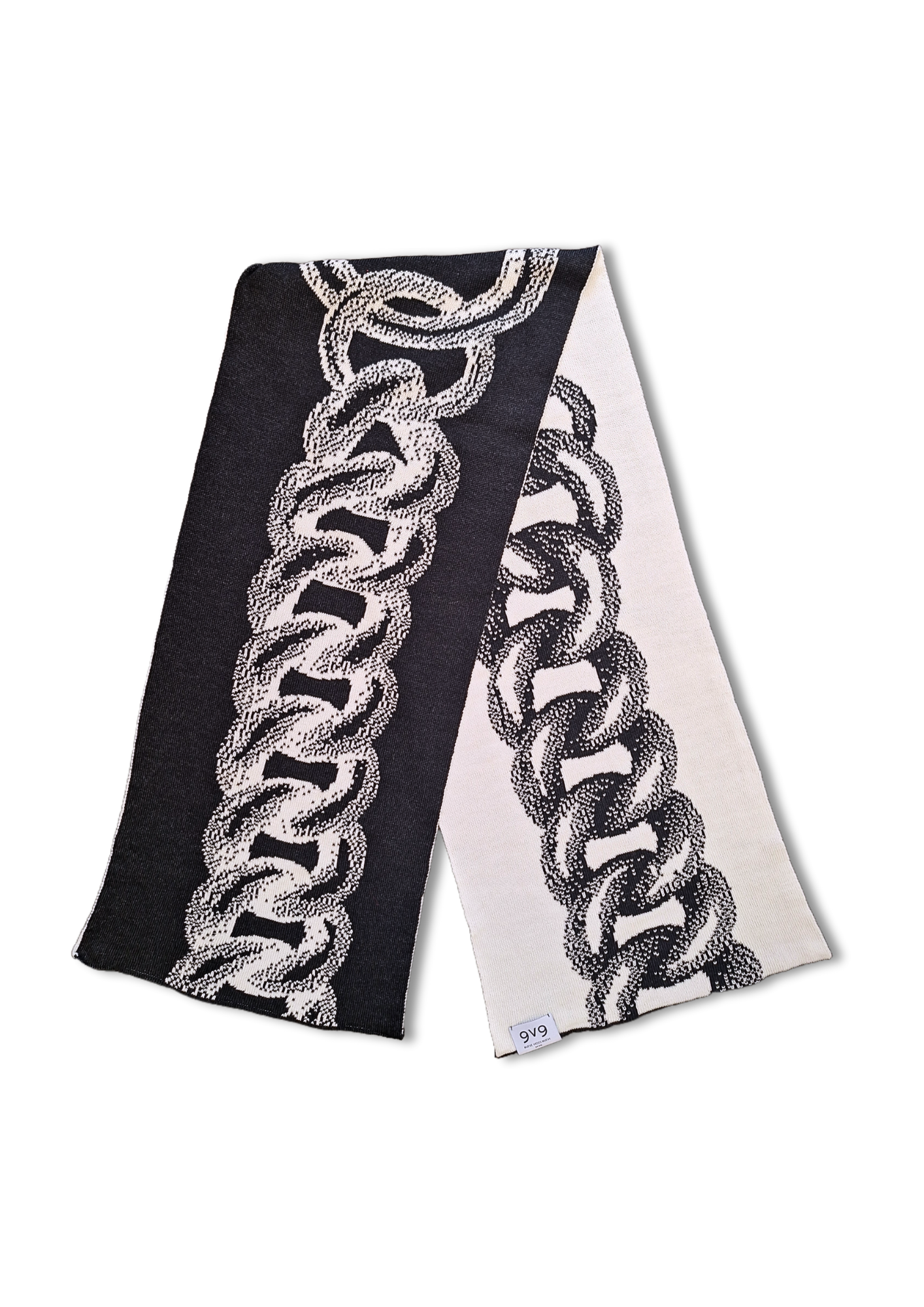 9V9 / CHAIN SCARF - White/Black
