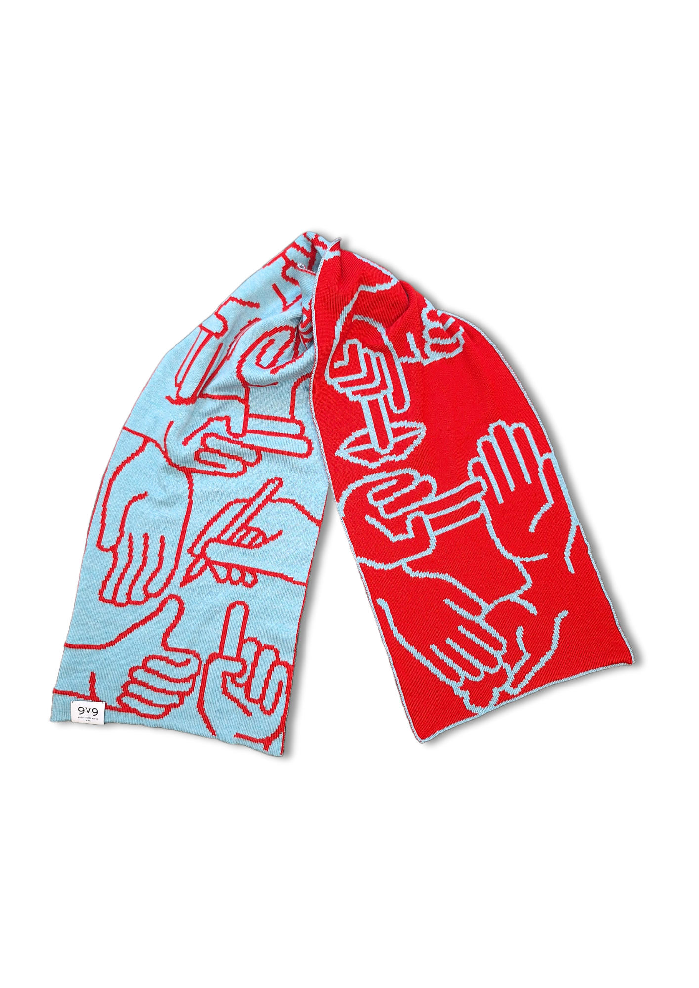 9V9 / HANDS SCARF - Turquoise/Rouge