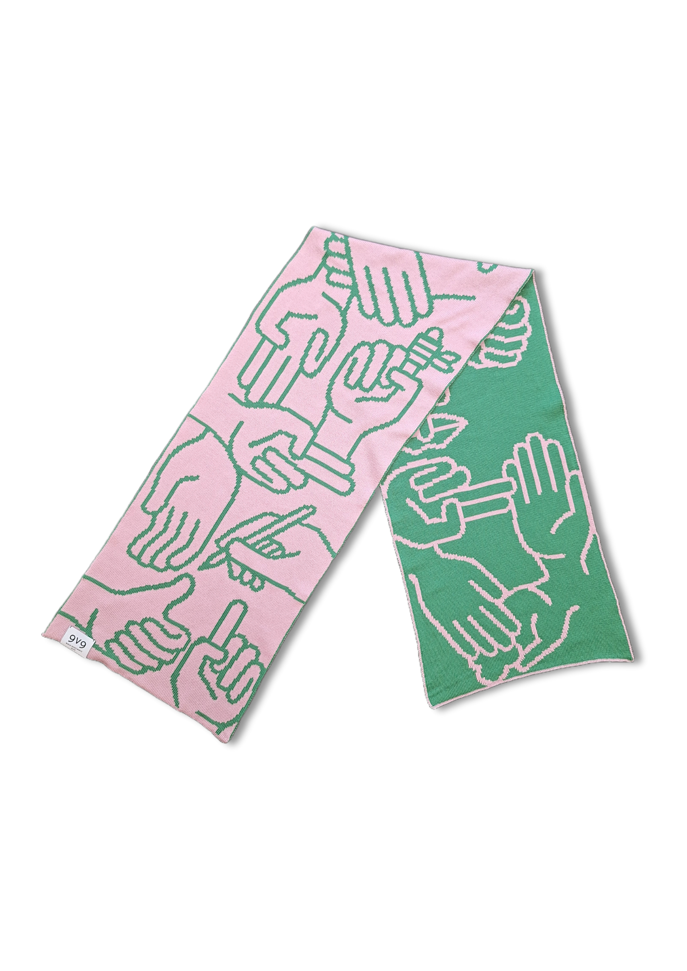 9V9 / HANDS SCARF - Pink/Green
