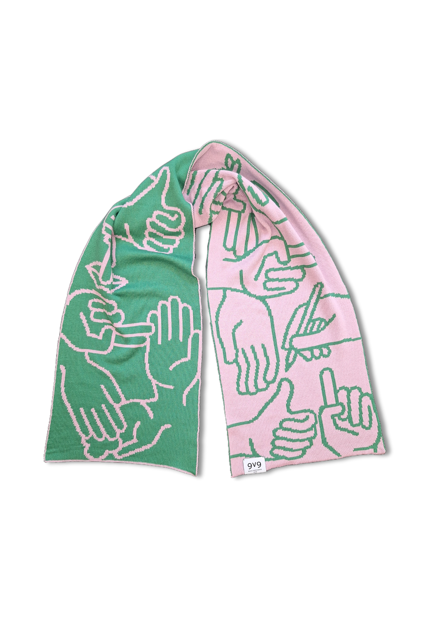 9V9 / HANDS SCARF - Pink/Green
